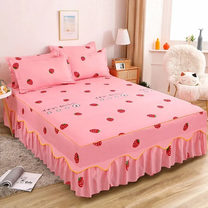 Lace Skirt Bed Sheet Set with Elastic Fitted Cover