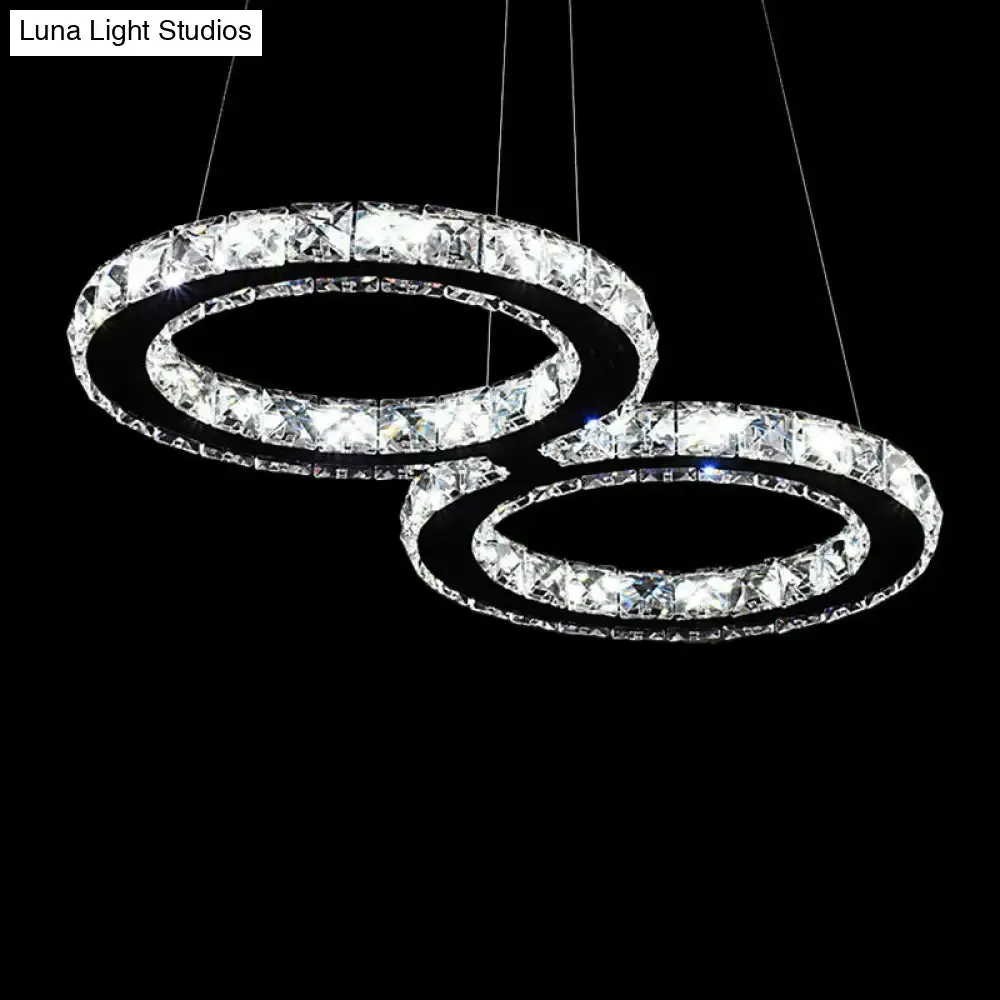 LED Stainless Steel Chandelier with Clear Crystal Curve Frame - Elegant Hanging Light for Living Room