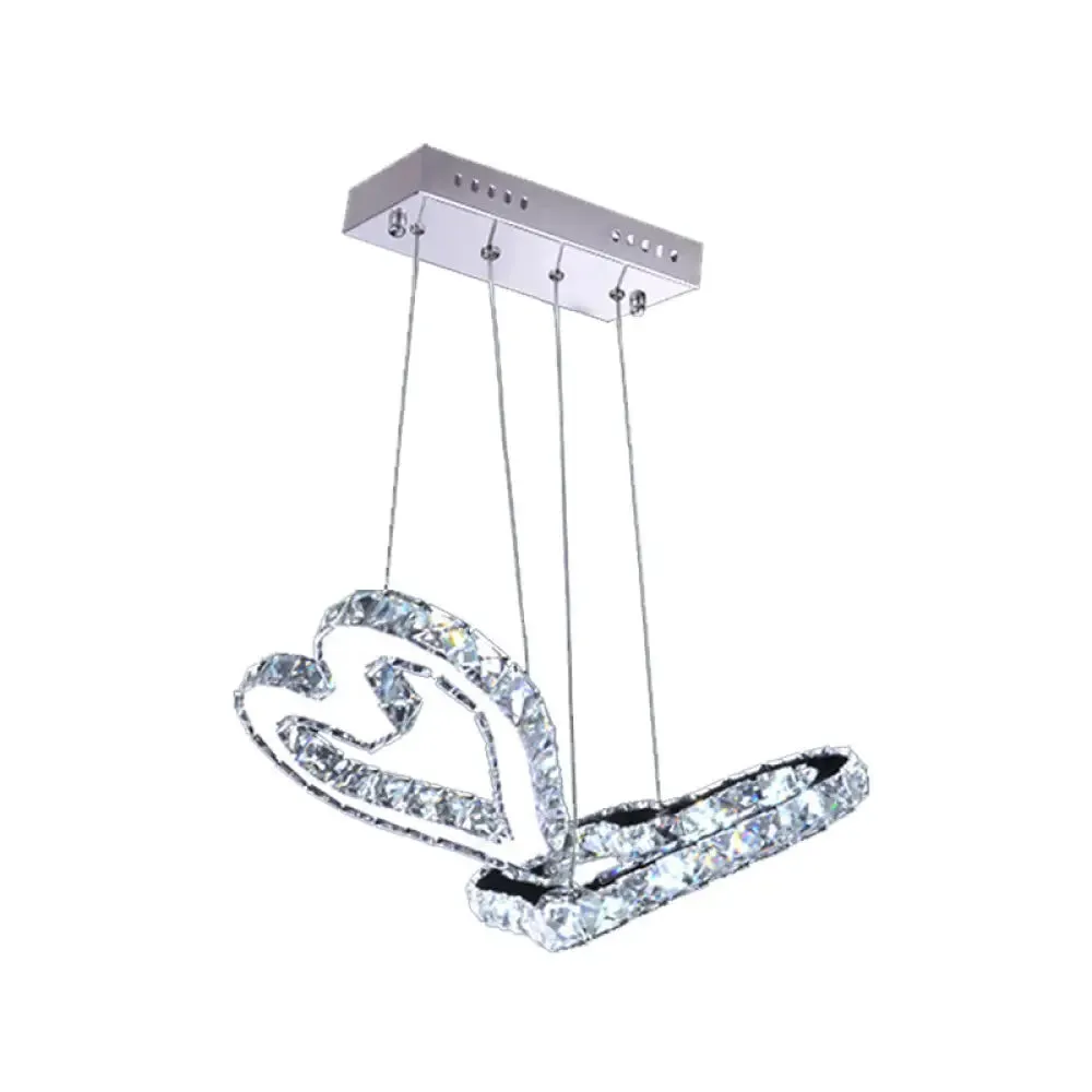 LED Stainless Steel Chandelier with Clear Crystal Curve Frame - Elegant Hanging Light for Living Room