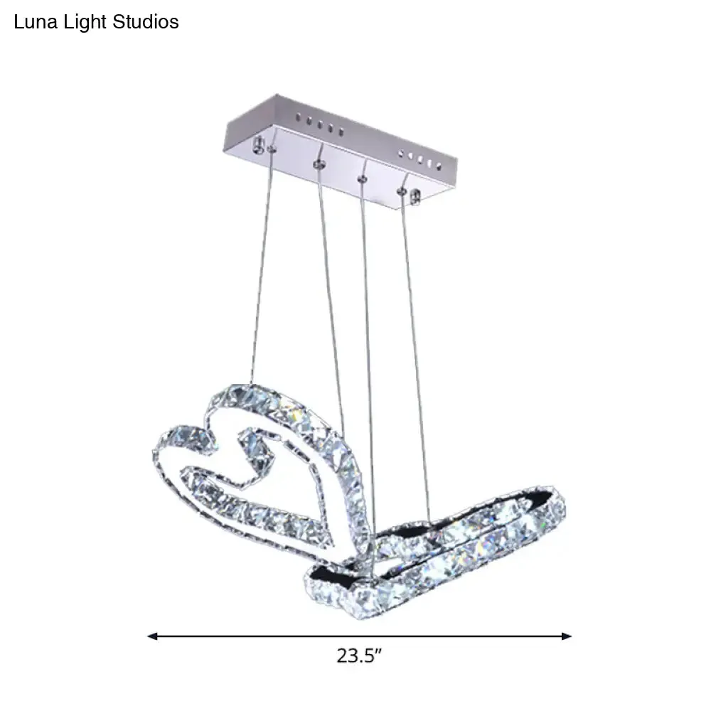 LED Stainless Steel Chandelier with Clear Crystal Curve Frame - Elegant Hanging Light for Living Room