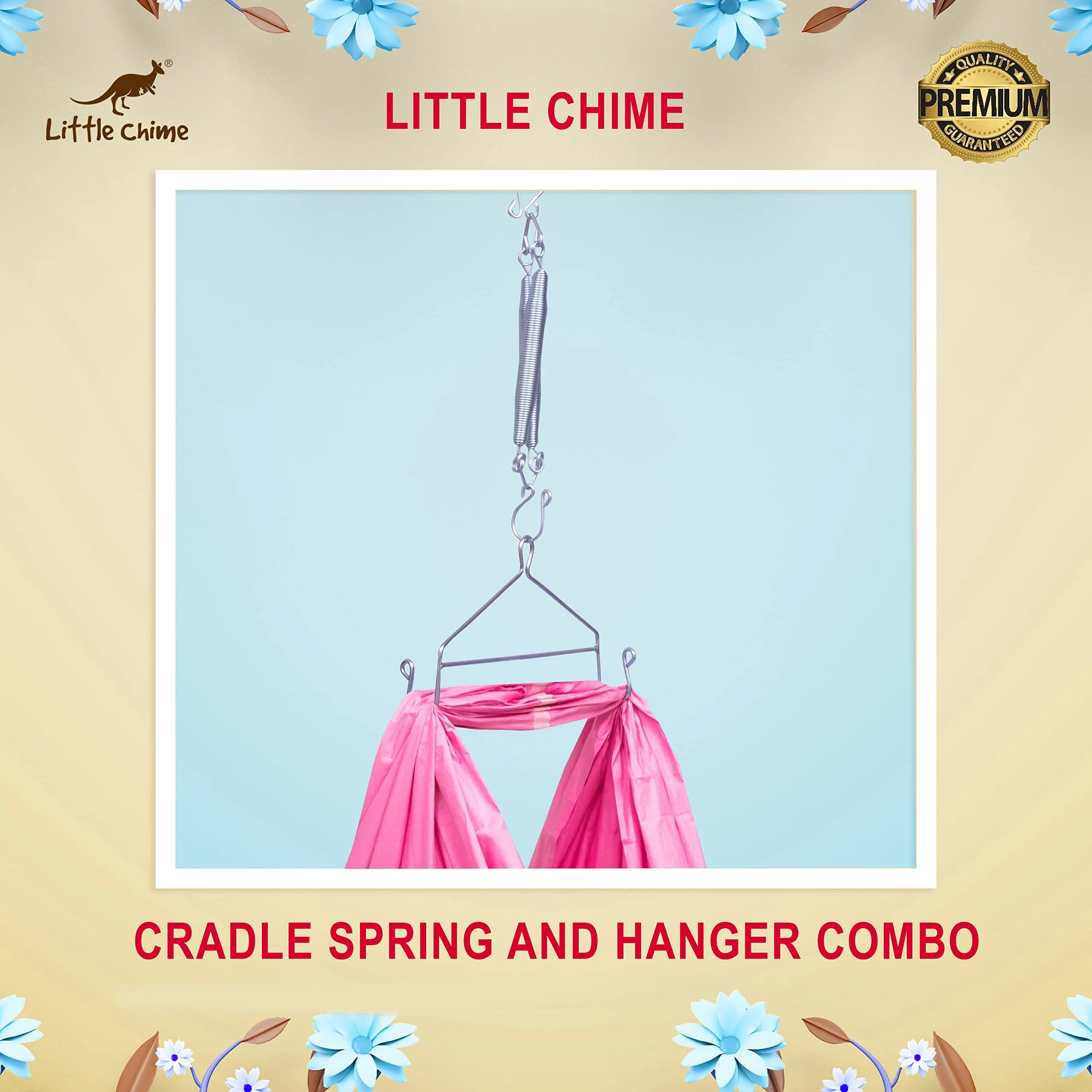 Little Chime Cradle Spring and Hanger Combo (Silver, 20 Kg)