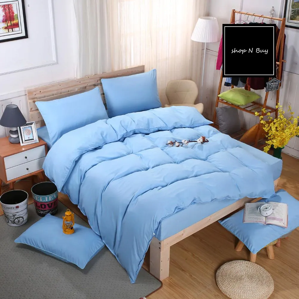 Luxury Sky Blue Duvet Set - 6 Pieces