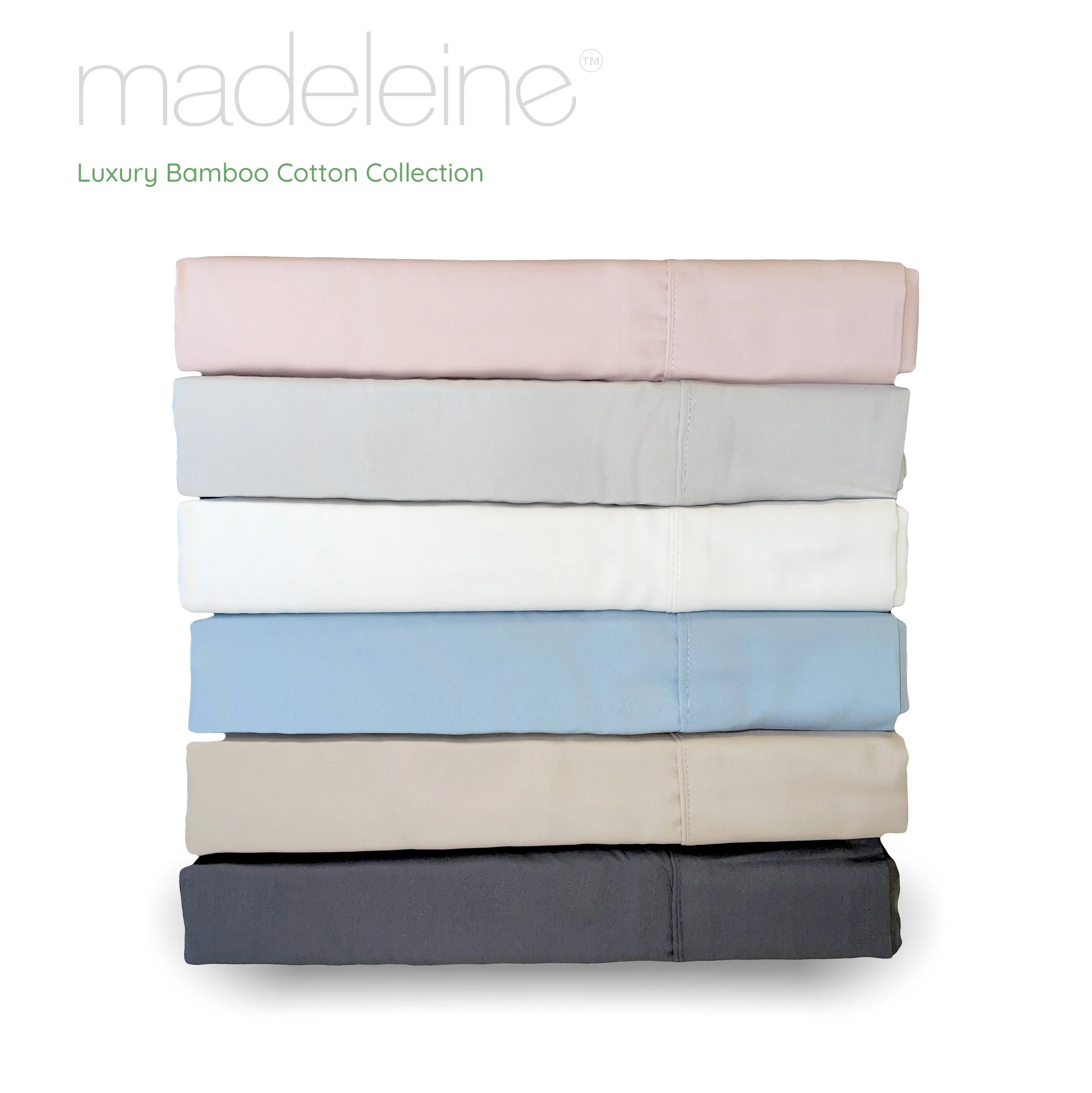 Madeleine Hotel Linen Bamboo Cotton Sheets Set - Sky