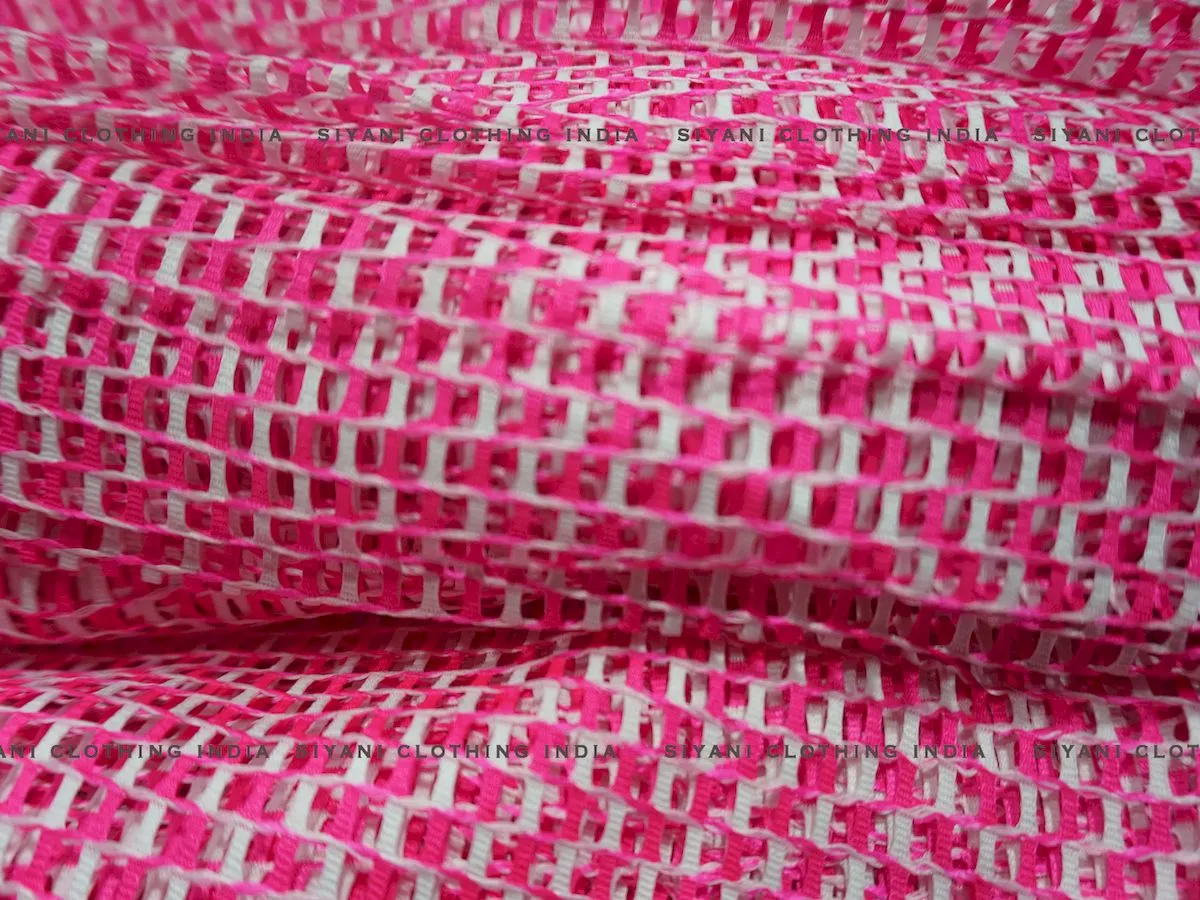 Magenta Embroidered Net Fabric