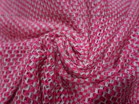 Magenta Embroidered Net Fabric