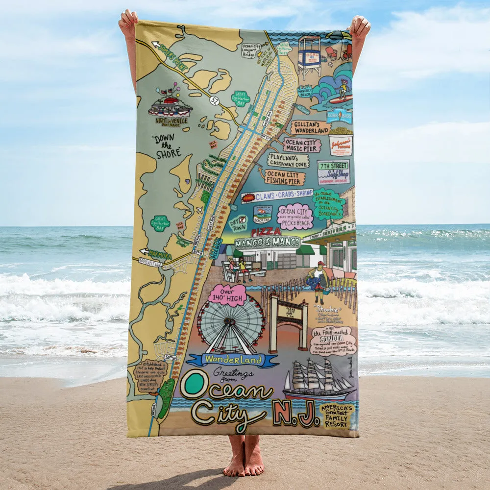 Map of Ocean City, NJ Beach Towel