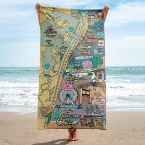 Map of Ocean City, NJ Beach Towel