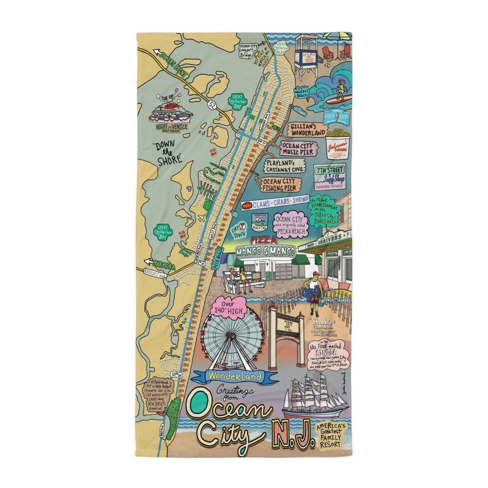 Map of Ocean City, NJ Beach Towel