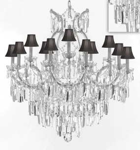 Maria Theresa Chandelier Crystal Lighting Chandeliers w/Optical Quality Fringe Prisms! Great for the Dining Room, Foyer, Entry Way, Living Room! H38" X W37" w/Black Shades - A83-B8/BLACKSHADES/CS/21510/15 1