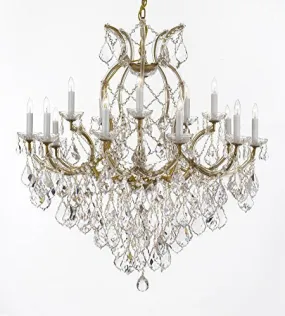 Maria Theresa Chandelier Crystal Lighting Fixture Pendant Ceiling Lamp For Dining Room Entryway Living Room Dressed With Large Luxe Diamond Cut Crystals H38" X W37" - A83-B90/21510/15 1Dc