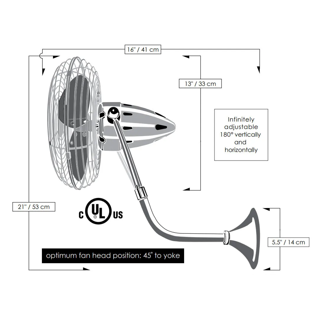 Matthews Fan Bruna Parede 13" Wall Fan