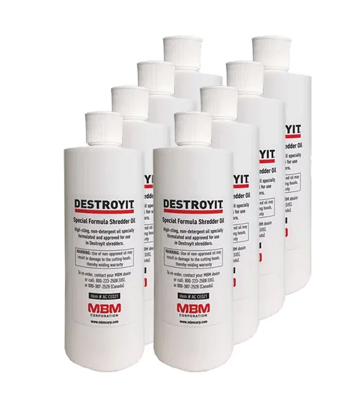 MBM Destroyit 8 Pints of Paper Shredder Oil (case of 8 x 1 pint bottles) - CED21/8