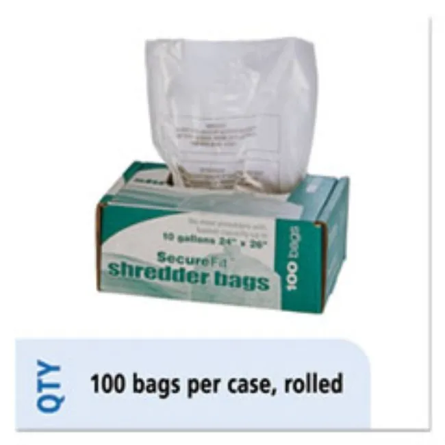 MEDIUM-DUTY SHREDDER BAGS, 10 GAL CAPACITY, 100CT-BX (5 BOXES PER PACK)