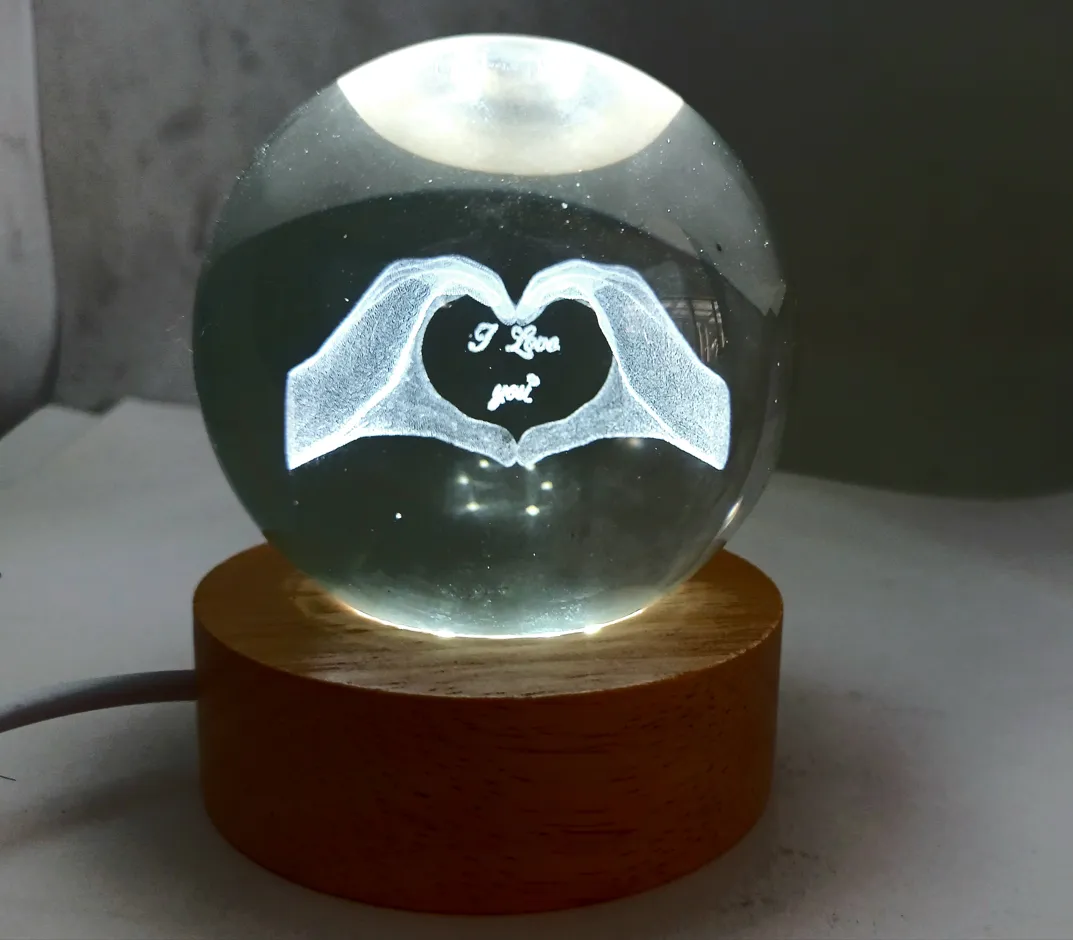 Medium I Love You 3D Print Glass Globe