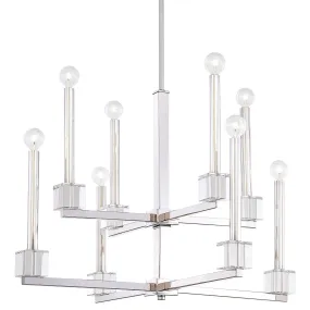 METROPOLITAN 8 LIGHT CHANDELIER, POLISHED NICKEL