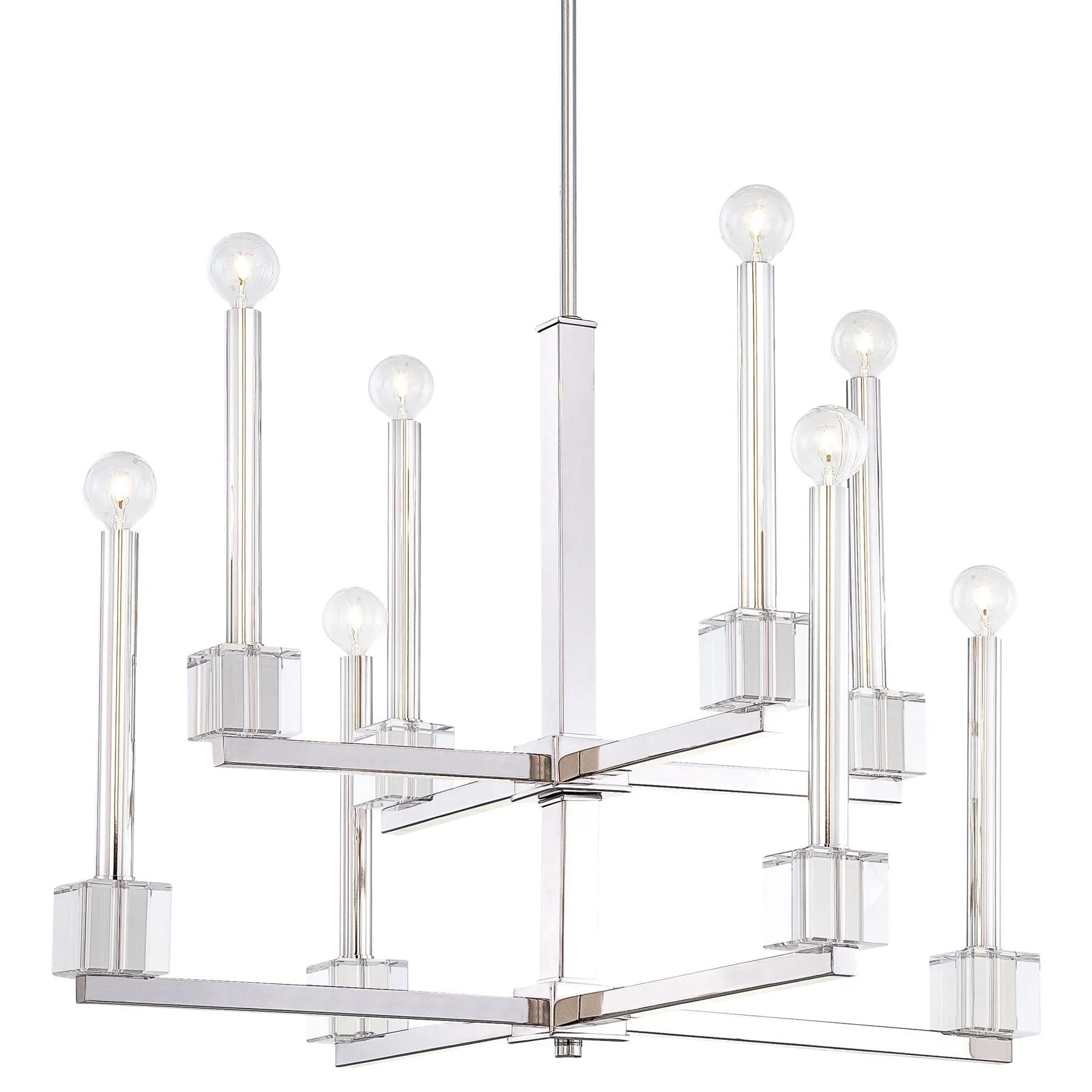 METROPOLITAN 8 LIGHT CHANDELIER, POLISHED NICKEL