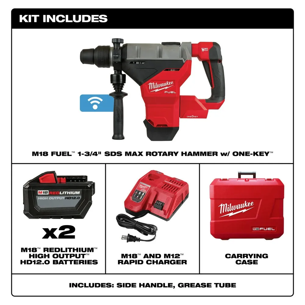 Milwaukee 2718-22HD M18 FUEL 1-3/4" SDS MAX Rotary Hammer ONE KEY Kit 2-Battery