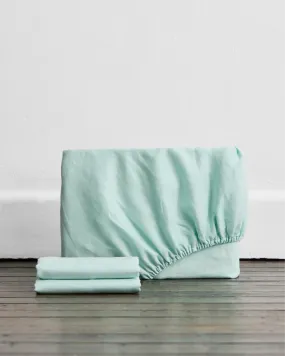 Mint 100% French Flax Linen Fitted Sheet Set