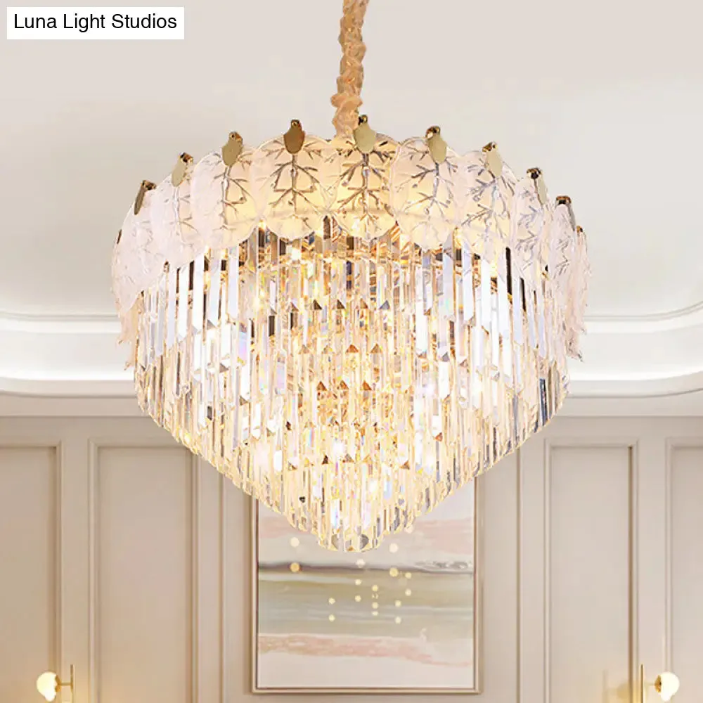 Modern 14-Light LED Crystal Chandelier for Living Room - Clear and Stylish Ceiling Lamp