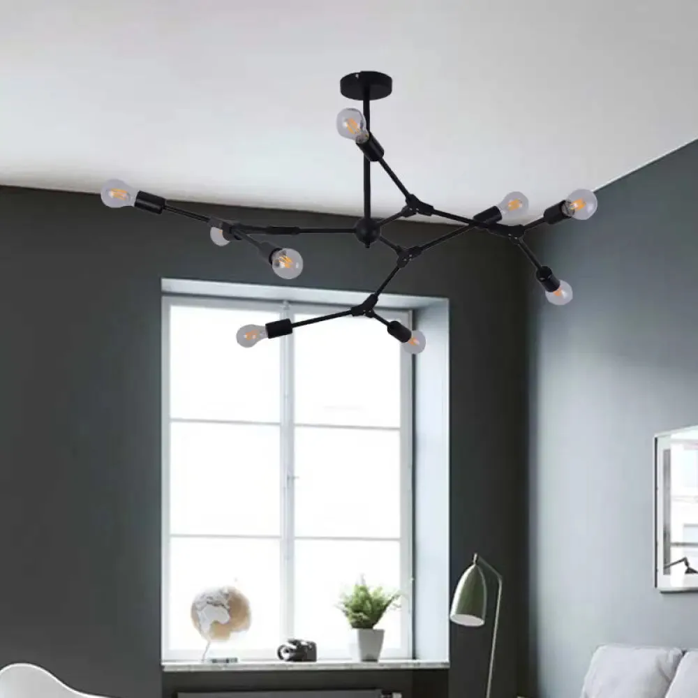 Modern Bedroom Chandelier with Sputnik Metal Shade and Bare Bulb: 6/8/9 Light Hanging Fixture