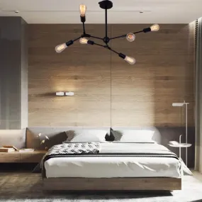 Modern Bedroom Chandelier with Sputnik Metal Shade and Bare Bulb: 6/8/9 Light Hanging Fixture