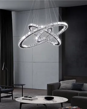 Modern Chandelier| 3 LED Rings Crystal Chandelier Cold White|Ceiling Lighting Fixture Bedroom/Living Room