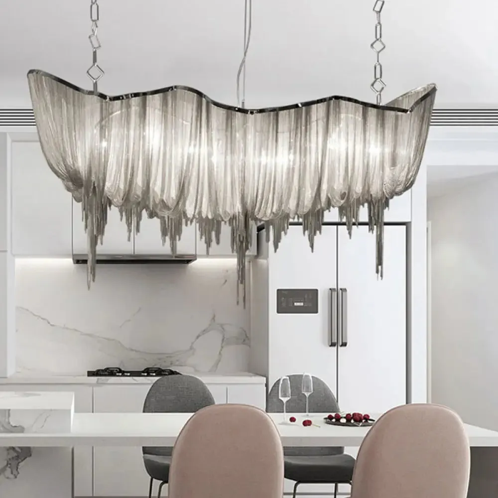 Modern Draped Chains LED Chandelier Light Fixture for Dining Room