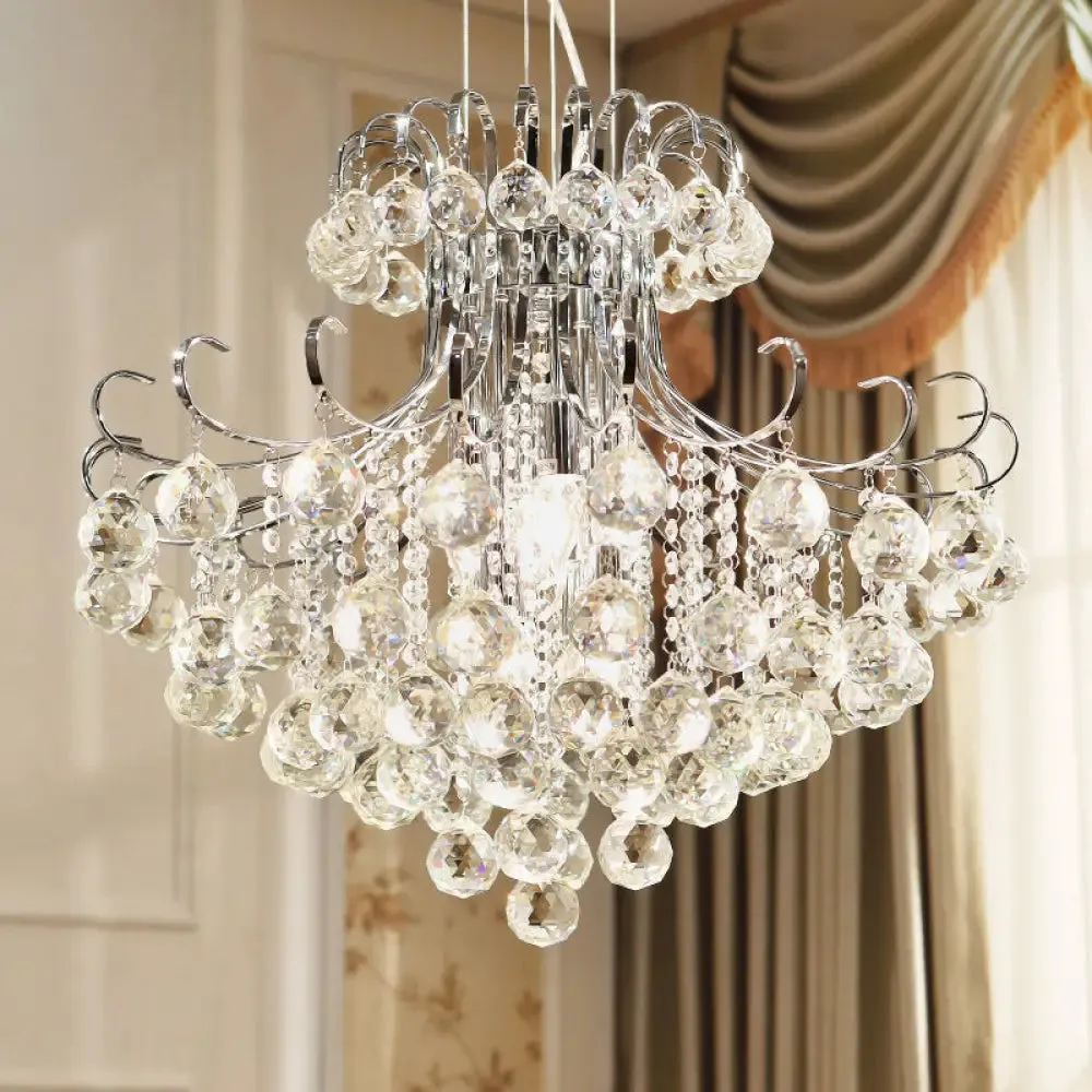 Modern Flared Crystal Chandelier: 3-Light Clear/Red/Black Hanging Lamp Kit for Living Room