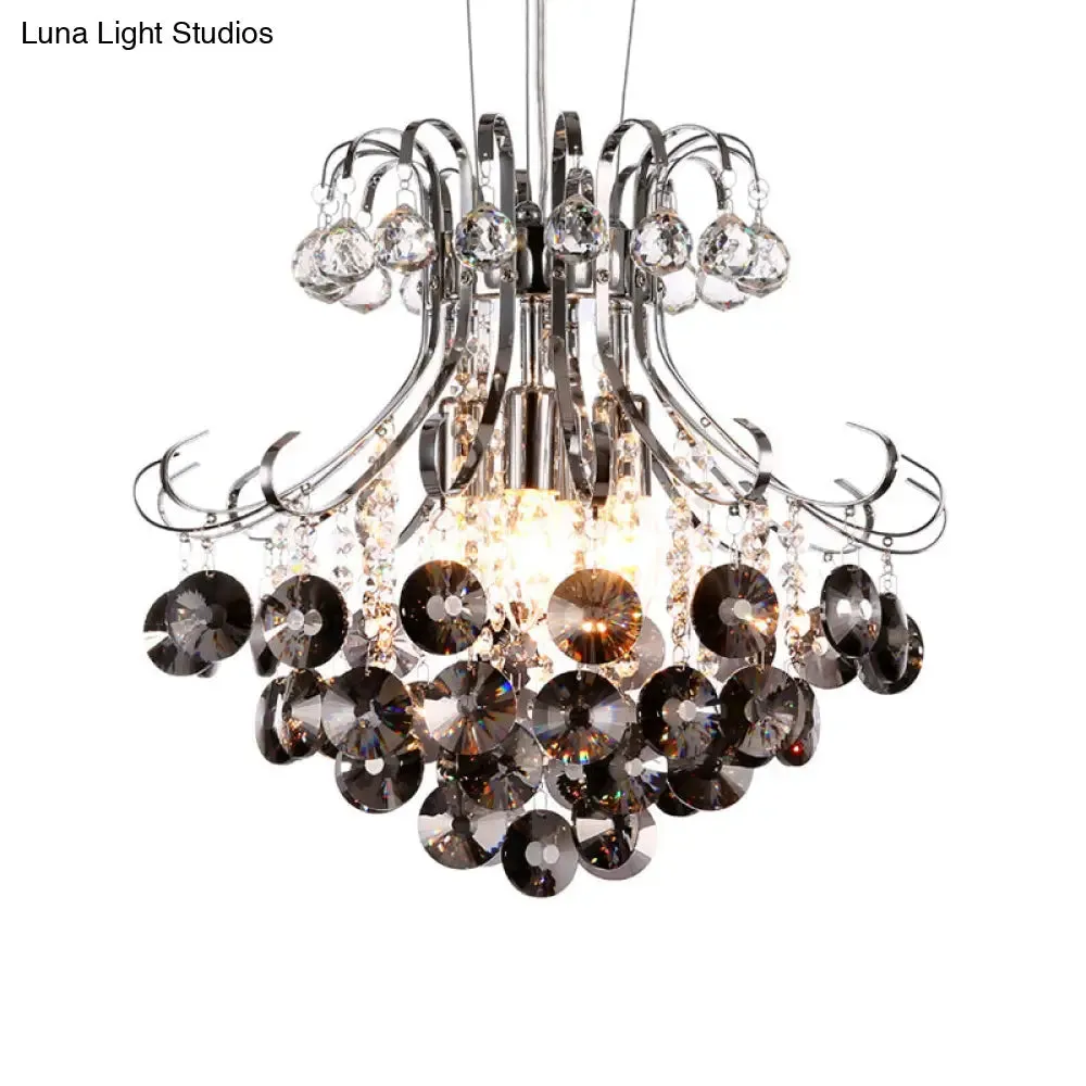 Modern Flared Crystal Chandelier: 3-Light Clear/Red/Black Hanging Lamp Kit for Living Room