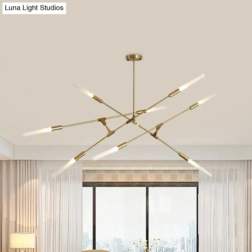 Modern Gold Pendant Light with Opal Glass Shade - Linear Hanging Fixture with 4/6/8 Lights