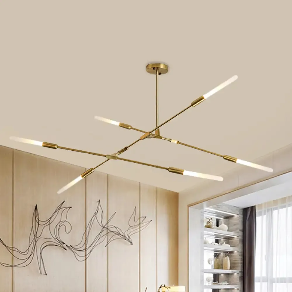 Modern Gold Pendant Light with Opal Glass Shade - Linear Hanging Fixture with 4/6/8 Lights