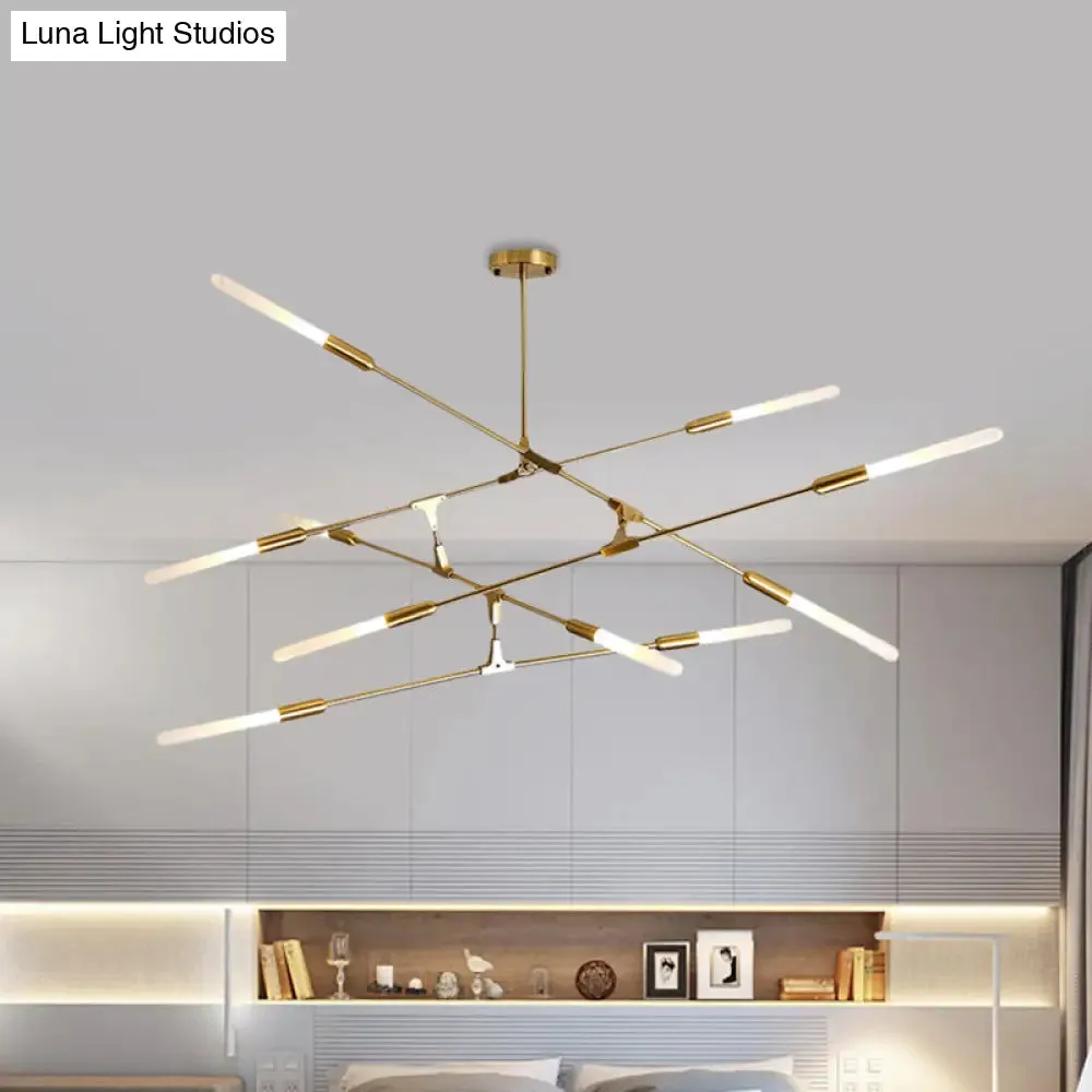 Modern Gold Pendant Light with Opal Glass Shade - Linear Hanging Fixture with 4/6/8 Lights