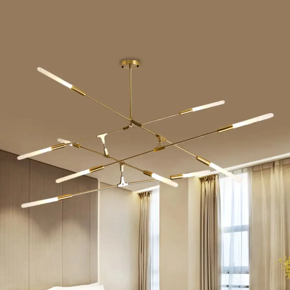 Modern Gold Pendant Light with Opal Glass Shade - Linear Hanging Fixture with 4/6/8 Lights