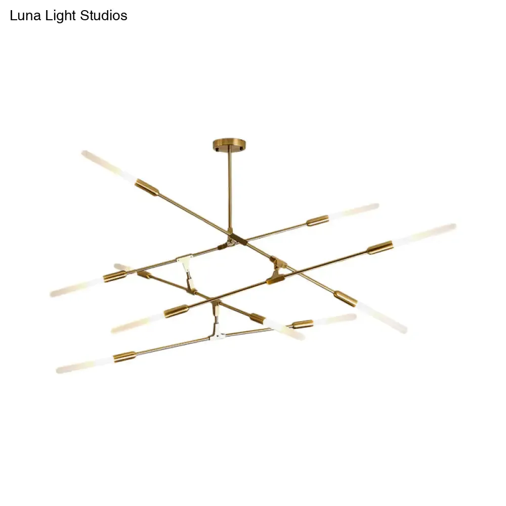 Modern Gold Pendant Light with Opal Glass Shade - Linear Hanging Fixture with 4/6/8 Lights