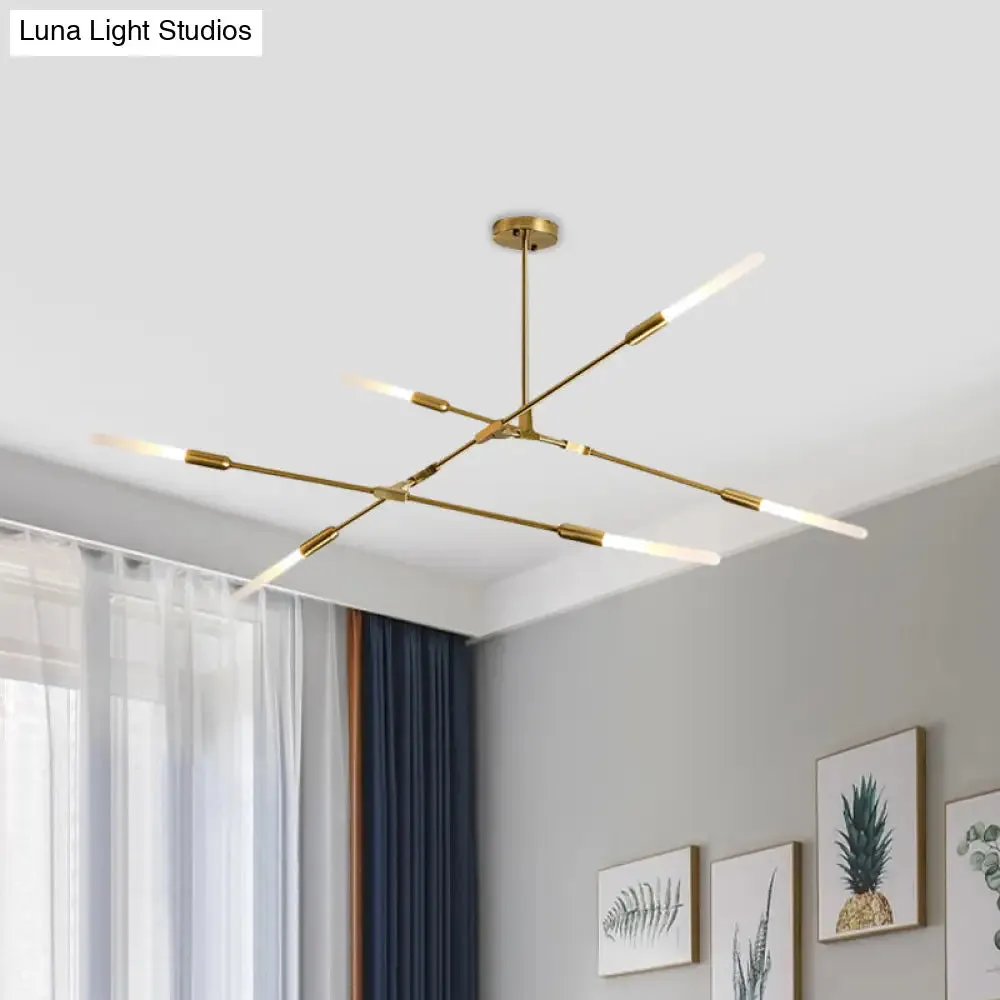 Modern Gold Pendant Light with Opal Glass Shade - Linear Hanging Fixture with 4/6/8 Lights