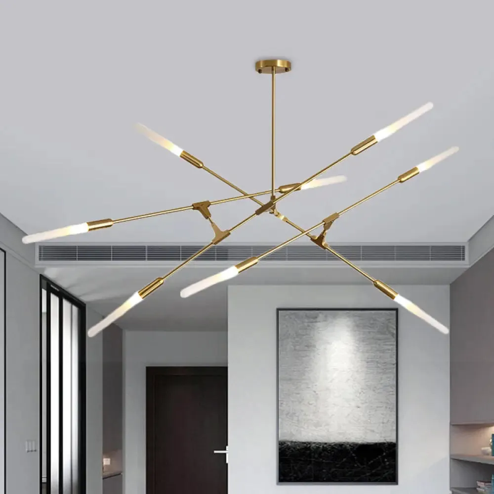 Modern Gold Pendant Light with Opal Glass Shade - Linear Hanging Fixture with 4/6/8 Lights