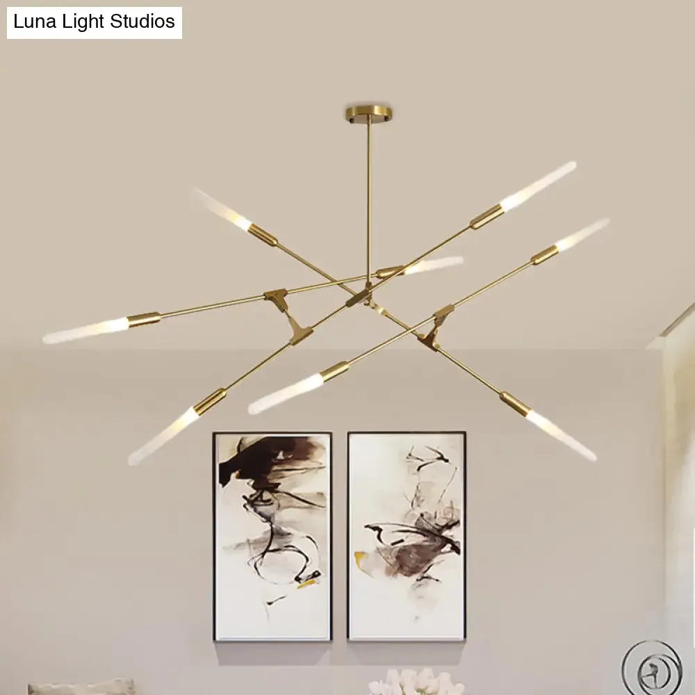 Modern Gold Pendant Light with Opal Glass Shade - Linear Hanging Fixture with 4/6/8 Lights