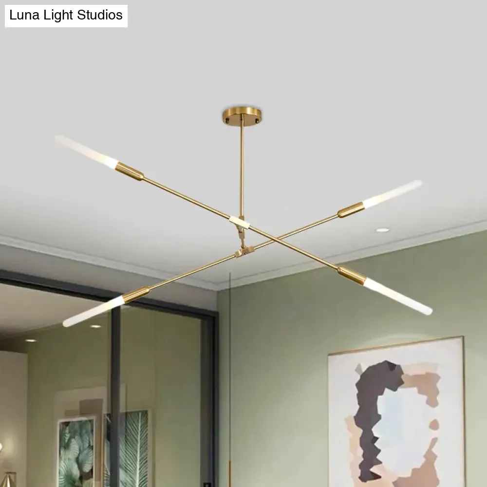 Modern Gold Pendant Light with Opal Glass Shade - Linear Hanging Fixture with 4/6/8 Lights