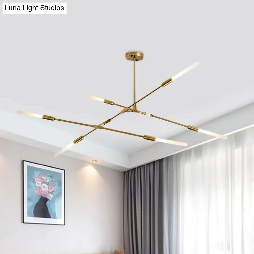 Modern Gold Pendant Light with Opal Glass Shade - Linear Hanging Fixture with 4/6/8 Lights