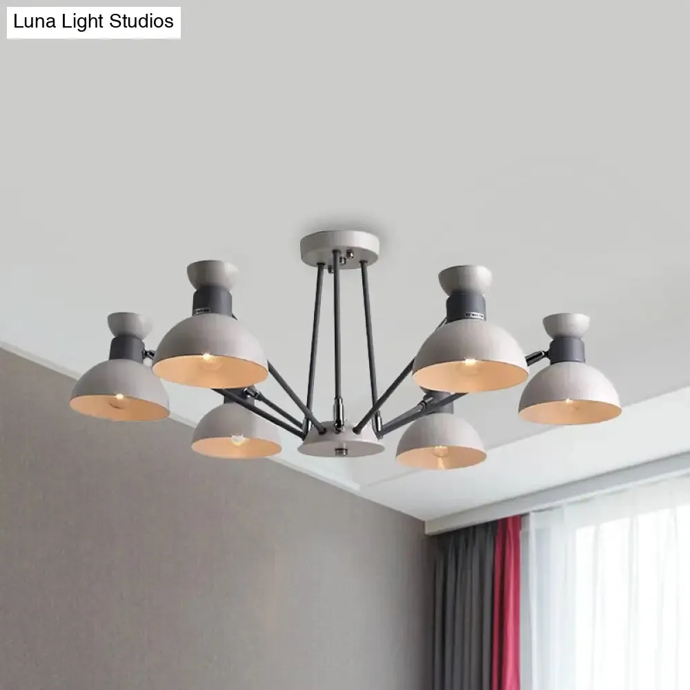 Modern Rotatable Metal Domed Chandelier Light with 6 Heads - Ideal for Living Room