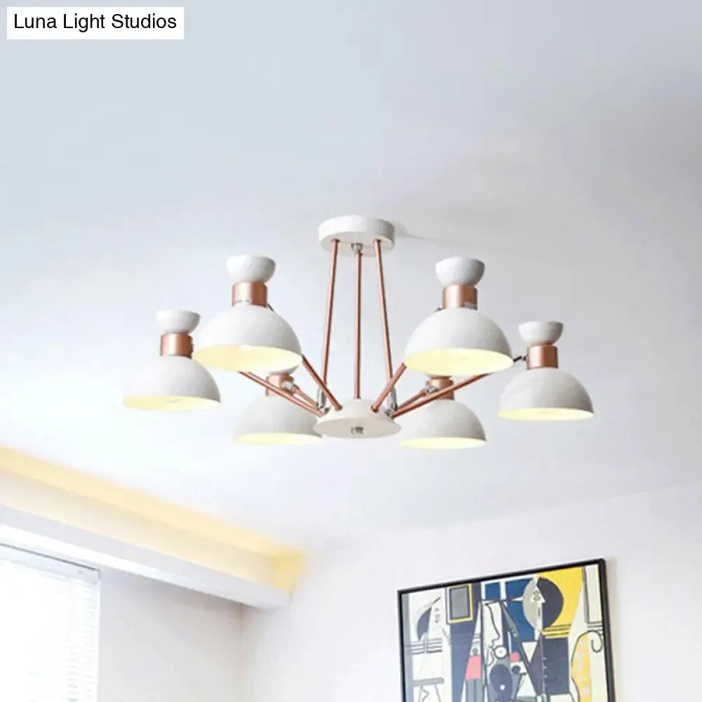 Modern Rotatable Metal Domed Chandelier Light with 6 Heads - Ideal for Living Room