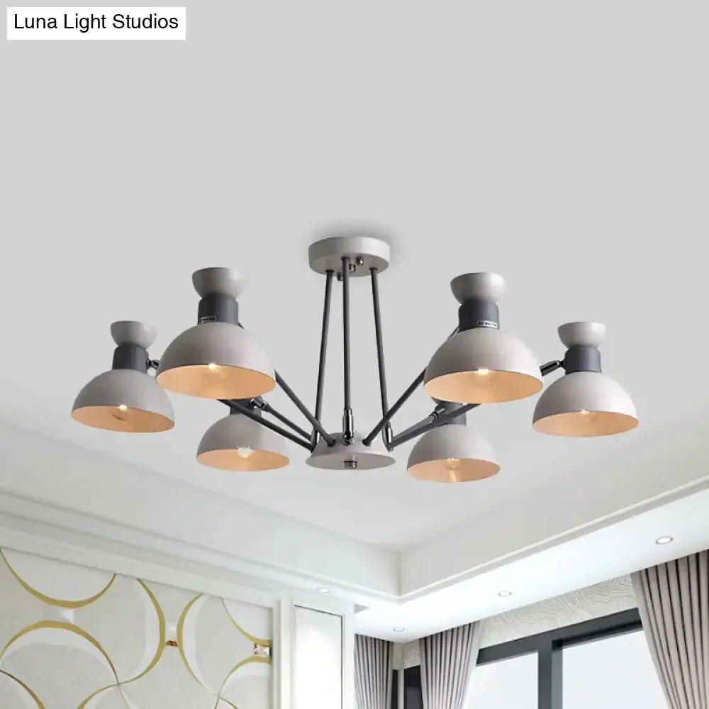 Modern Rotatable Metal Domed Chandelier Light with 6 Heads - Ideal for Living Room