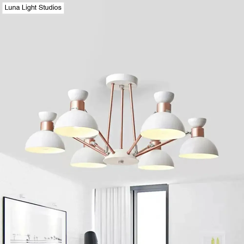 Modern Rotatable Metal Domed Chandelier Light with 6 Heads - Ideal for Living Room