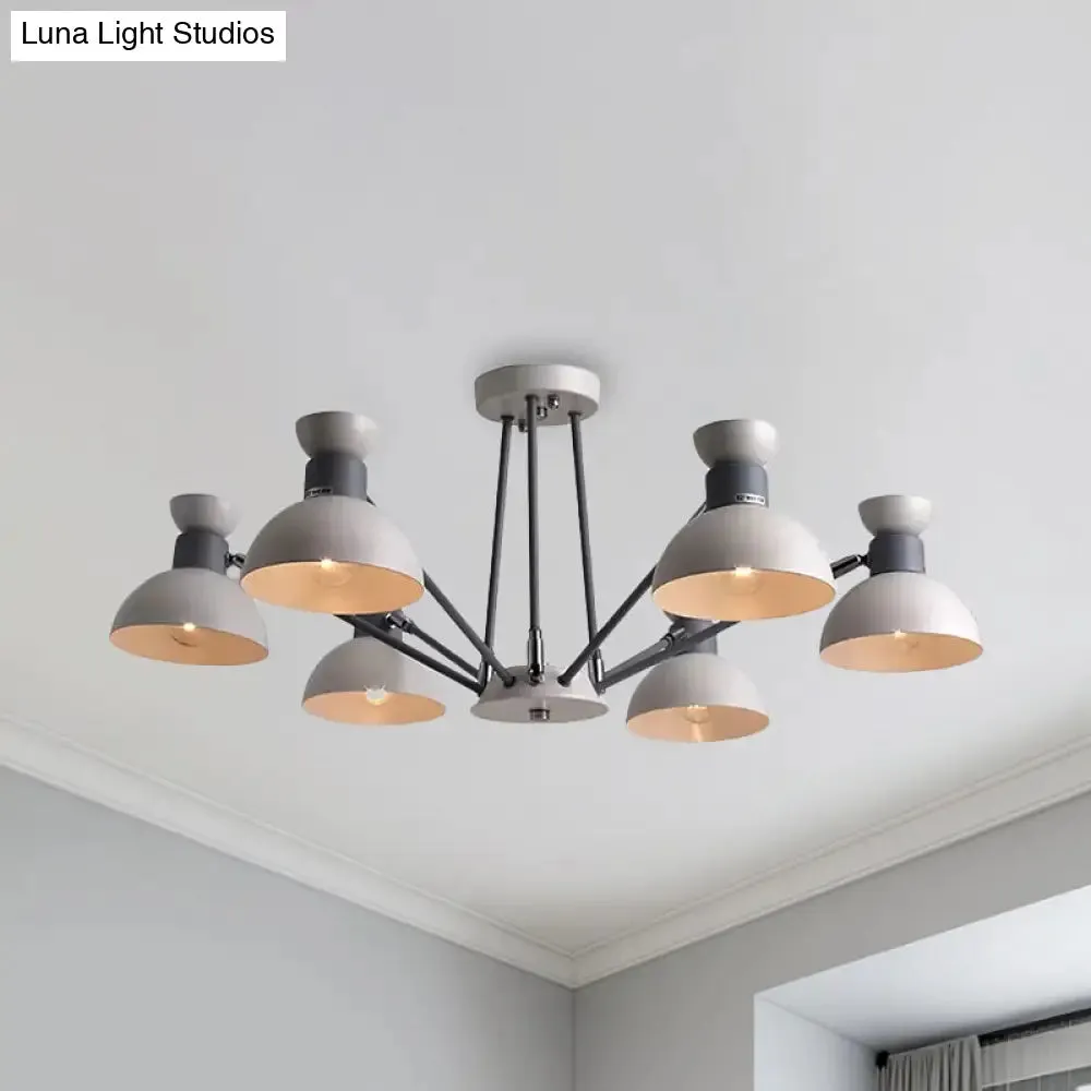 Modern Rotatable Metal Domed Chandelier Light with 6 Heads - Ideal for Living Room