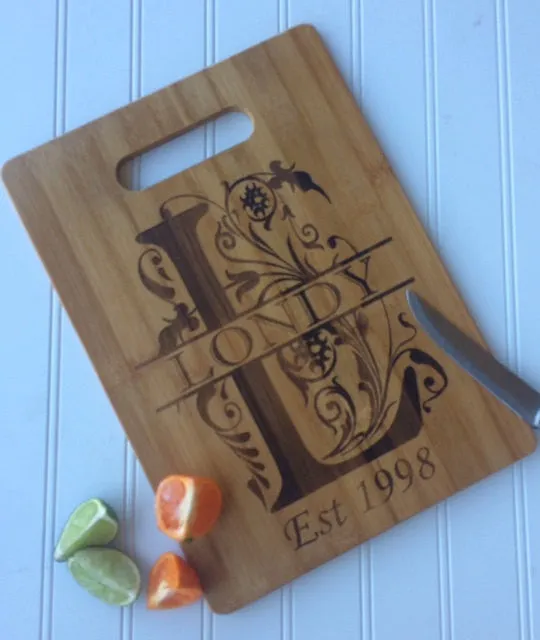 Monogram bamboo cutting board