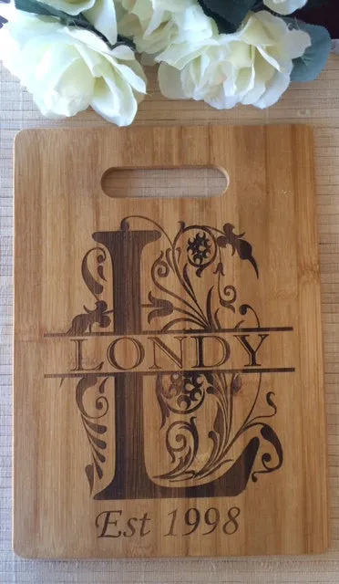 Monogram bamboo cutting board