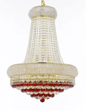 Moroccan Style French Empire Crystal Chandelier Chandeliers H32" X W24" Dressed with Ruby Red Crystal Balls - Good for Dining Room, Foyer, Entryway, Family Room and More - F93-B96/CG/542/15