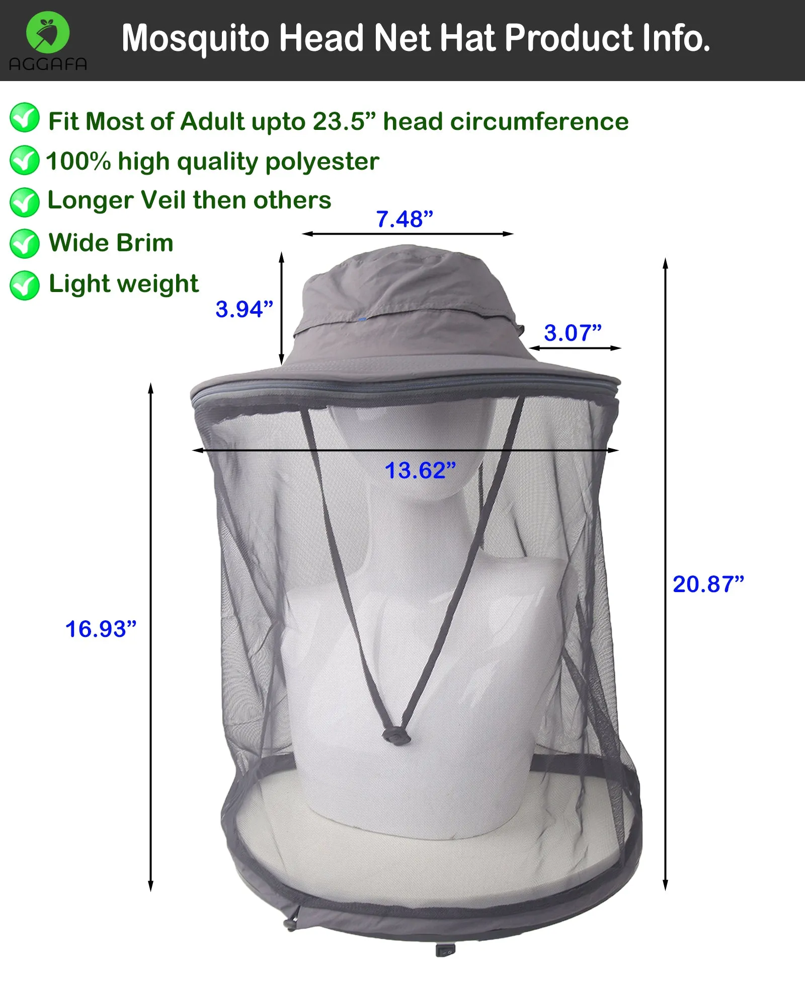 Mosquito hat (Grey) and Mosquito sleeve (Large)