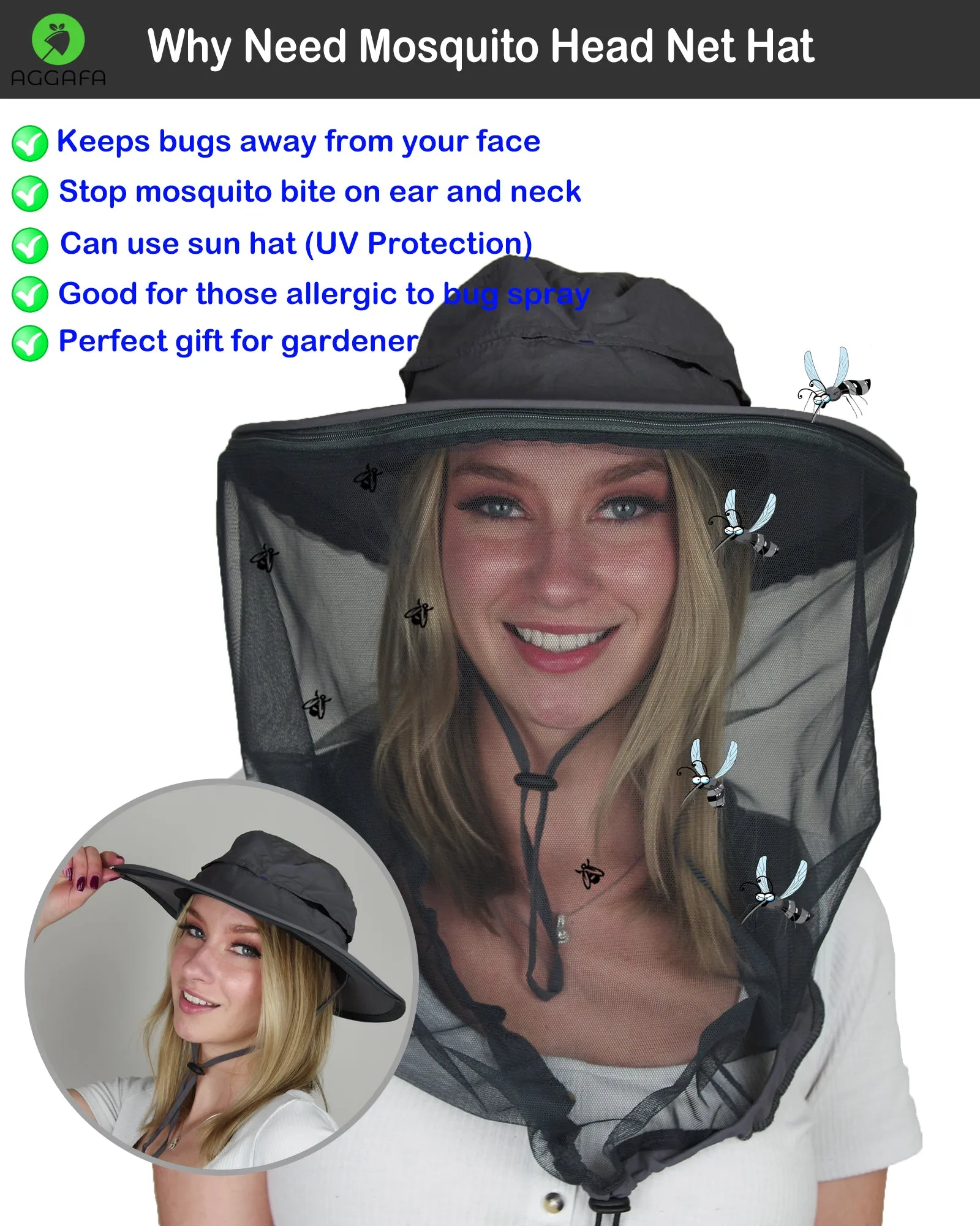 Mosquito hat (Grey) and Mosquito sleeve (Large)