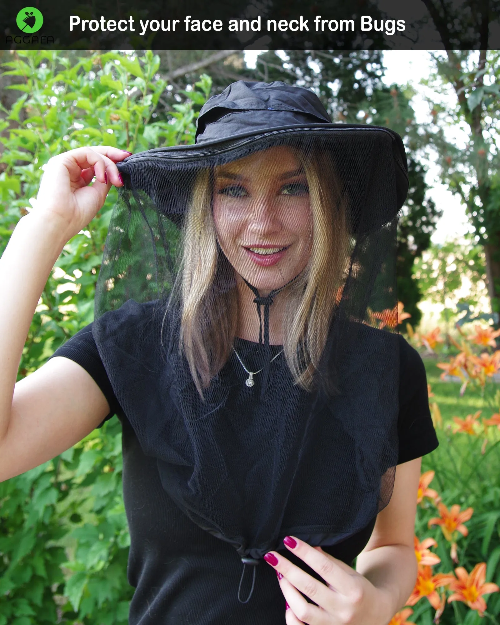 Mosquito head net hat [Black color]